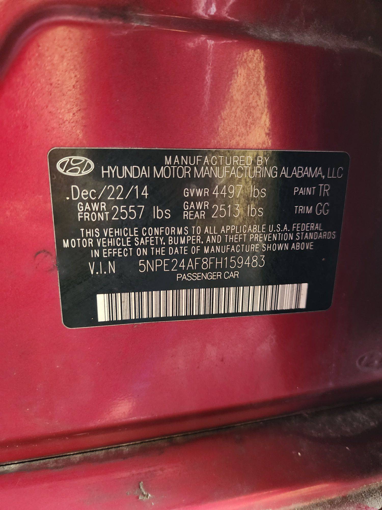 2015 HYUNDAI SONATA — 102122 Miles — Lot 46400904 — Souq - Marhaba Auctions Used Cars - Image 8