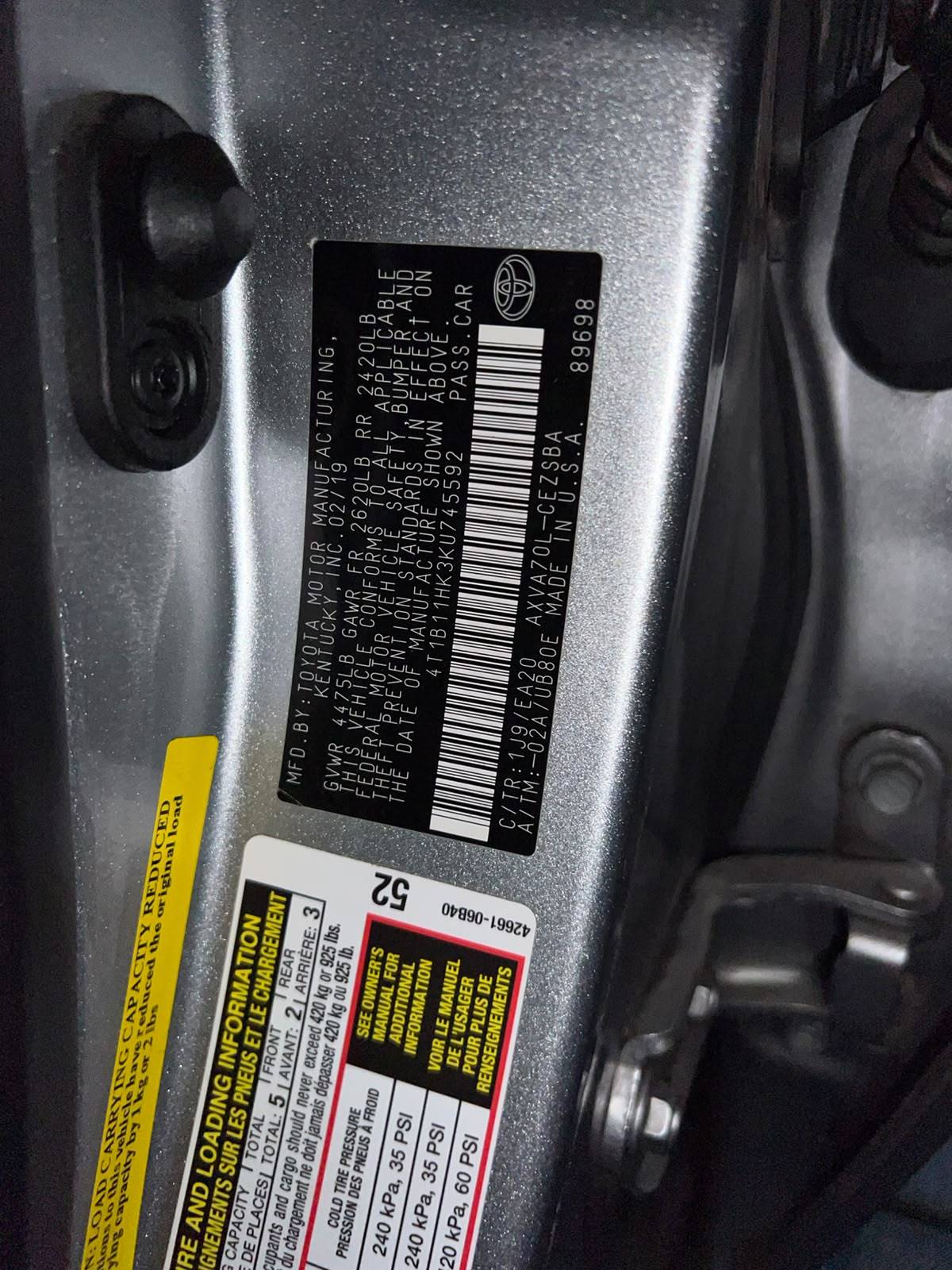 2019 TOYOTA CAMRY — 156434 Miles — Lot 3KU745592 - Marhaba Auctions Used Cars - Image 6