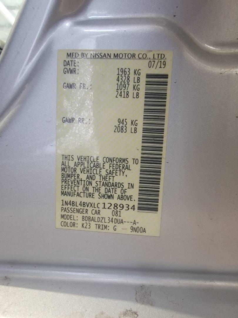 2020 NISSAN ALTIMA — 74282 Miles — Lot C128934 — Main - Marhaba Auctions Used Cars - Image 9
