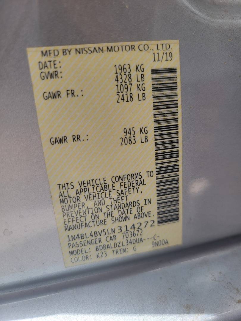 2020 NISSAN ALTIMA — 37404 Miles — Lot N314272 — Ind. 12 - Marhaba Auctions Used Cars - Image 4