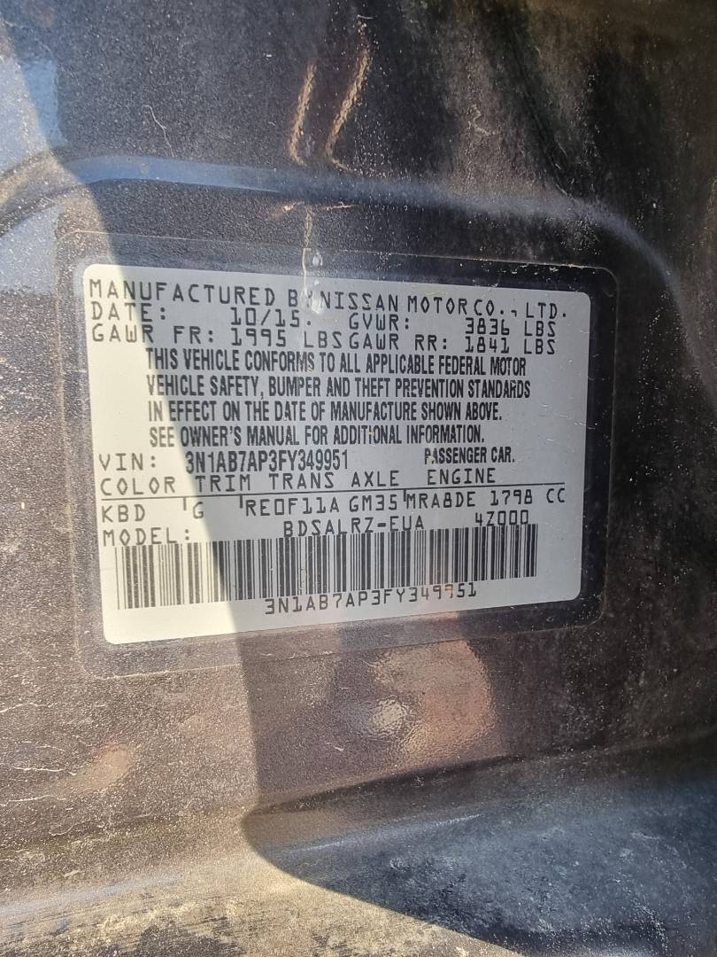 2015 NISSAN SENTRA — 105846 Miles — Lot 49951 - Marhaba Auctions Used Cars - Image 8