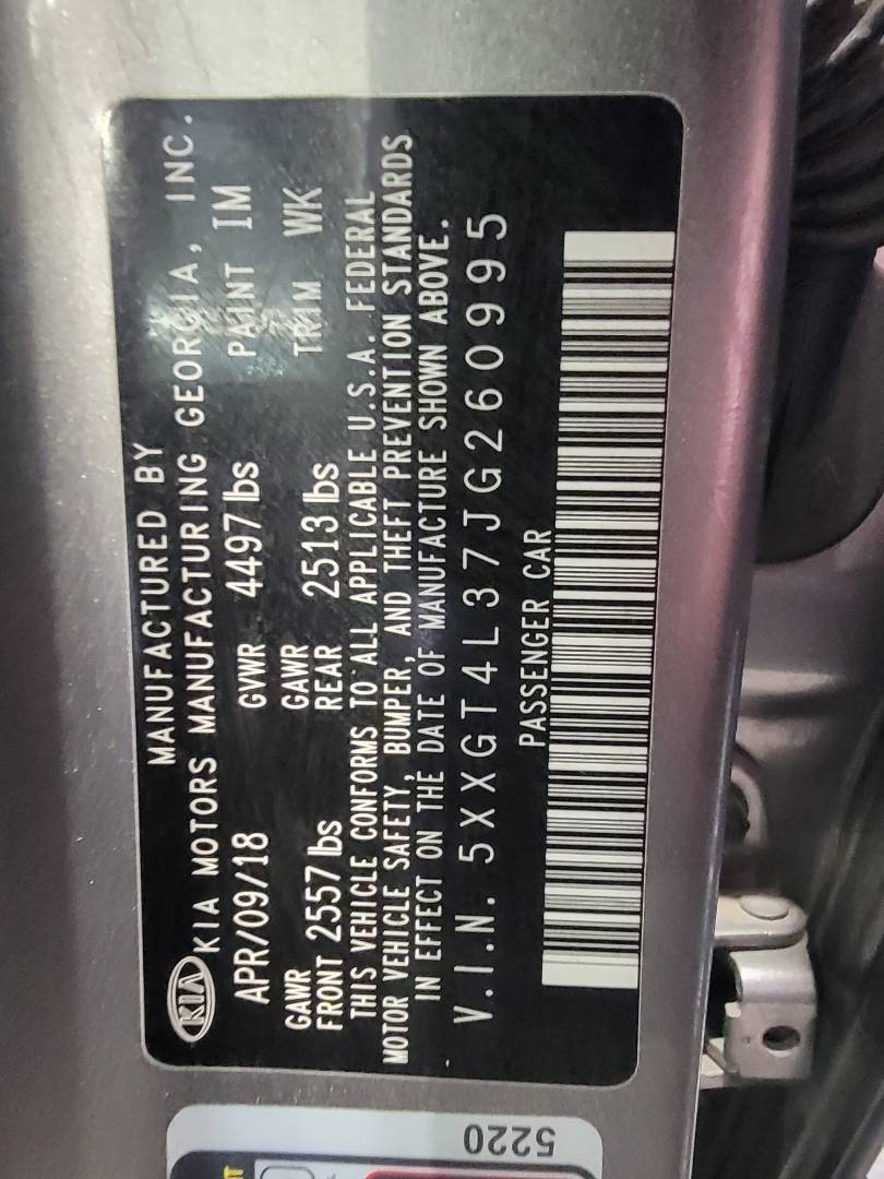 2018 KIA OPTIMA — 111729 Miles — Lot 37JG260995 — Main - Marhaba Auctions Used Cars - Image 9