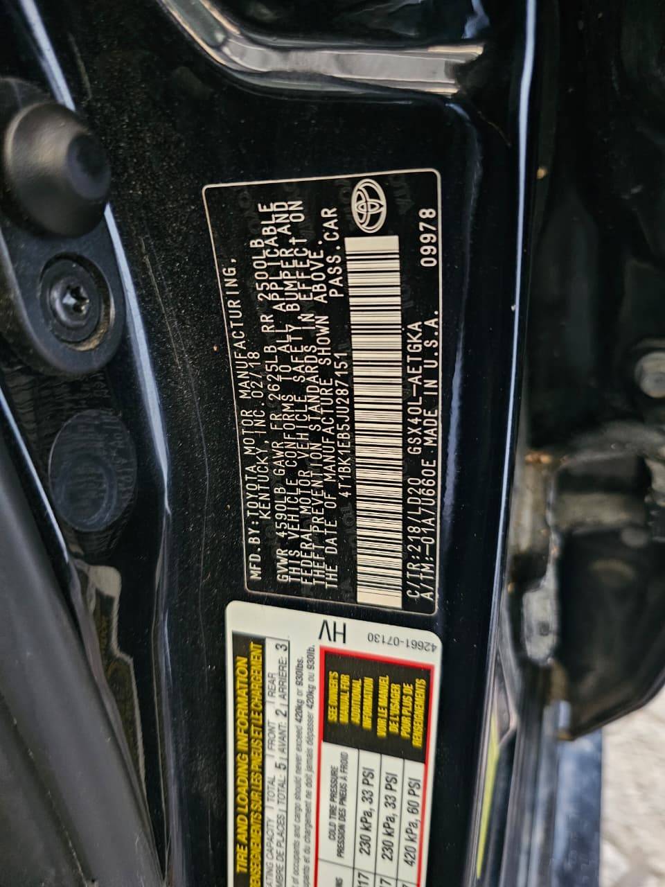 2018 TOYOTA AVALON — 162383 Miles — Lot U287151 — Main - Marhaba Auctions Used Cars - Image 9