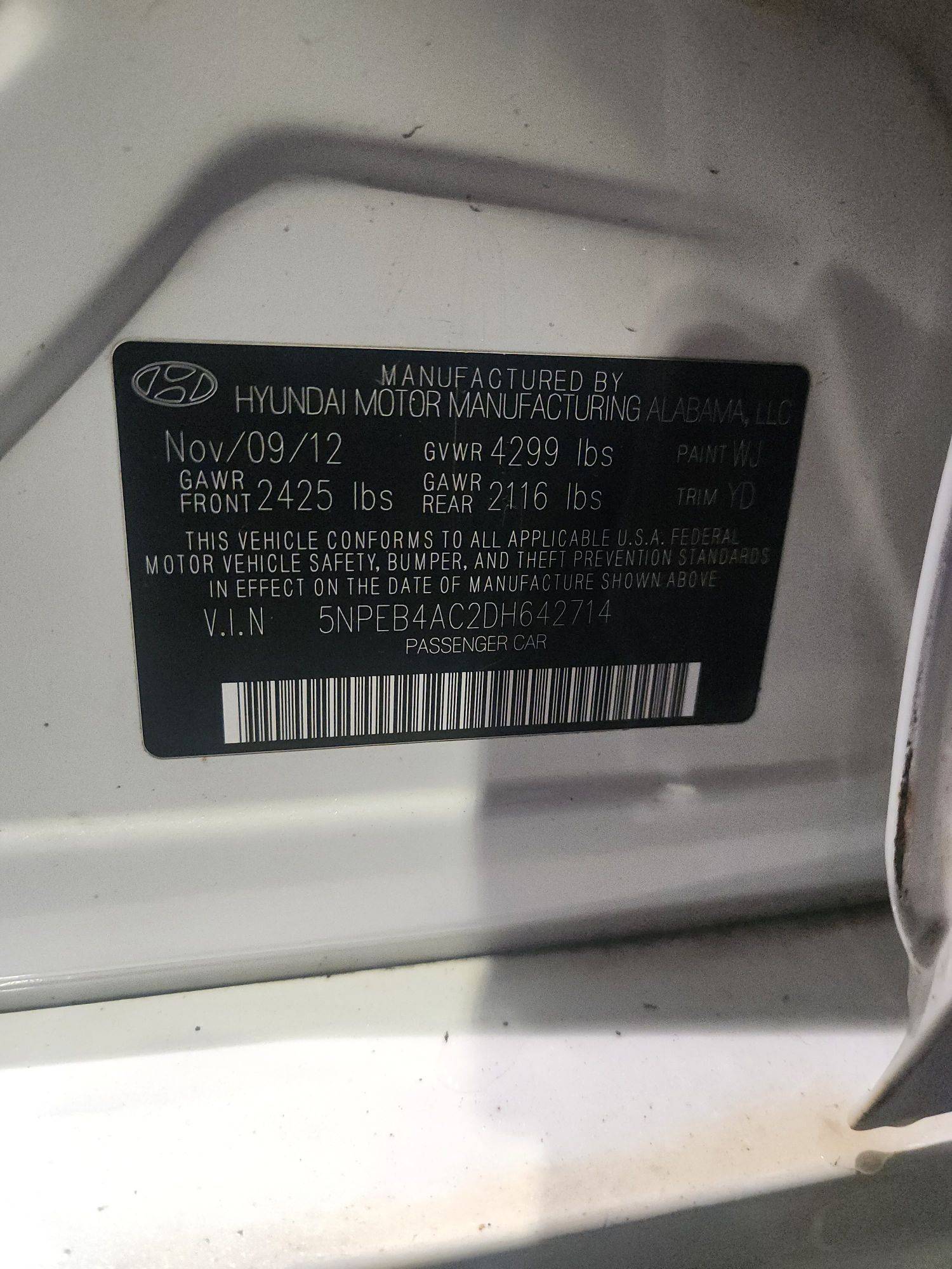 2013 HYUNDAI SONATA — 205656 Miles — Lot 38108365 - Marhaba Auctions Used Cars - Image 9
