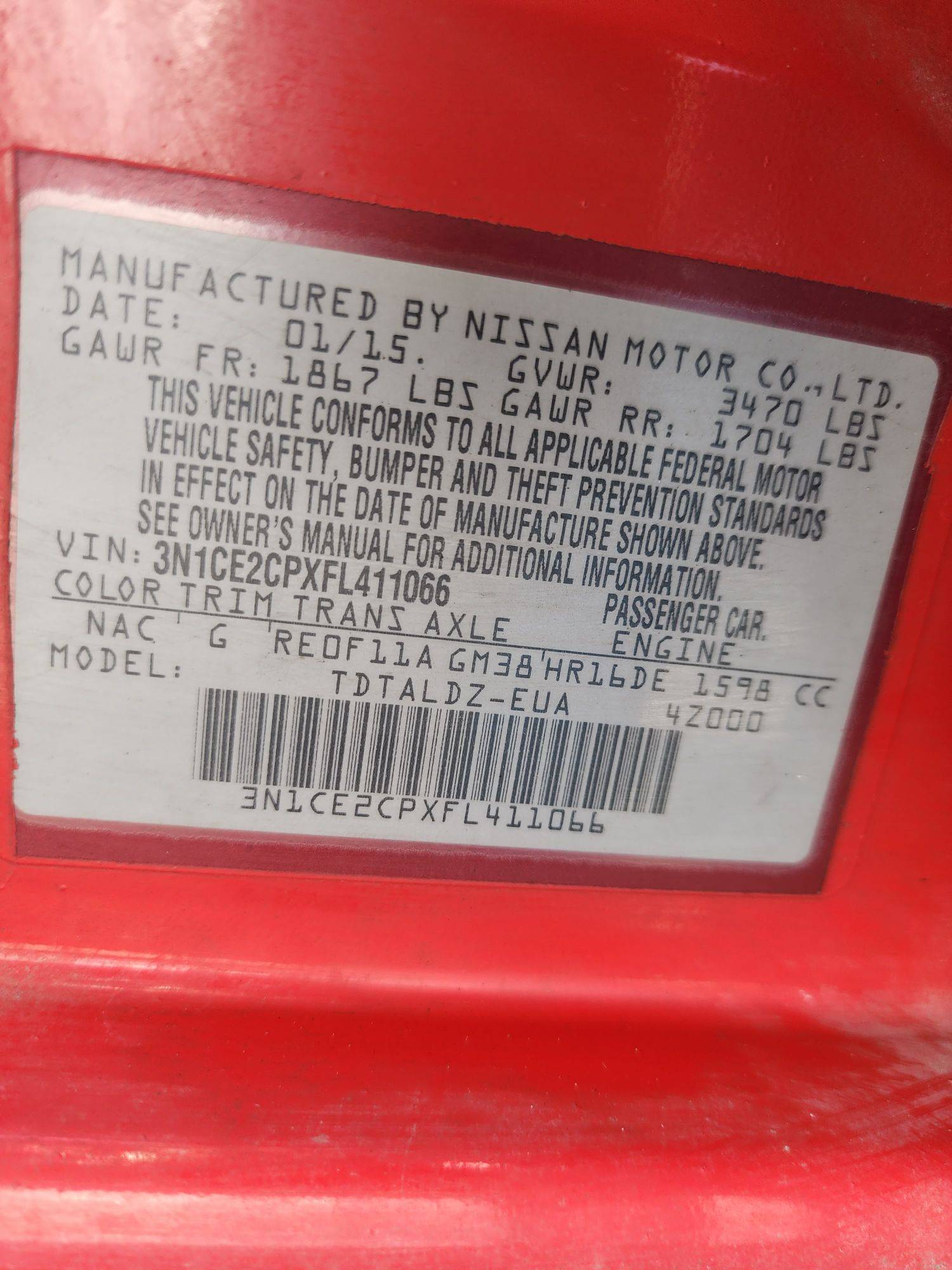 2015 NISSAN VERSA NOTE — 155447 Miles — Lot 65172033 - Marhaba Auctions Used Cars - Image 3