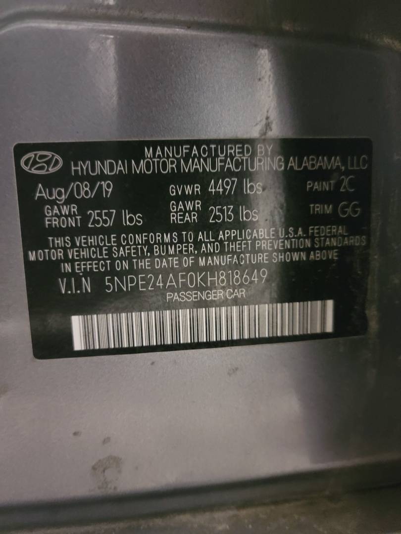 2019 HYUNDAI SONATA — 35125 Miles — Lot 18649 — Main - Marhaba Auctions Used Cars - Image 10
