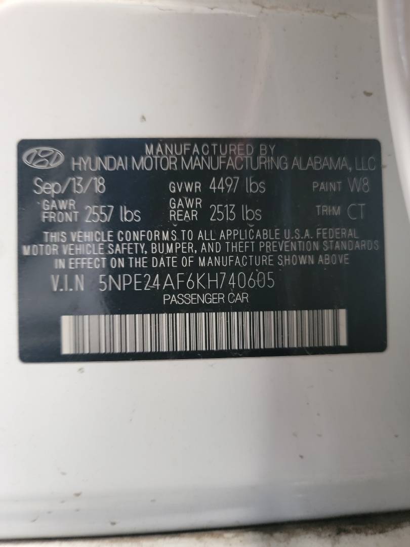 2019 HYUNDAI SONATA — 70873 Miles — Lot 37668260 - Marhaba Auctions Used Cars - Image 10