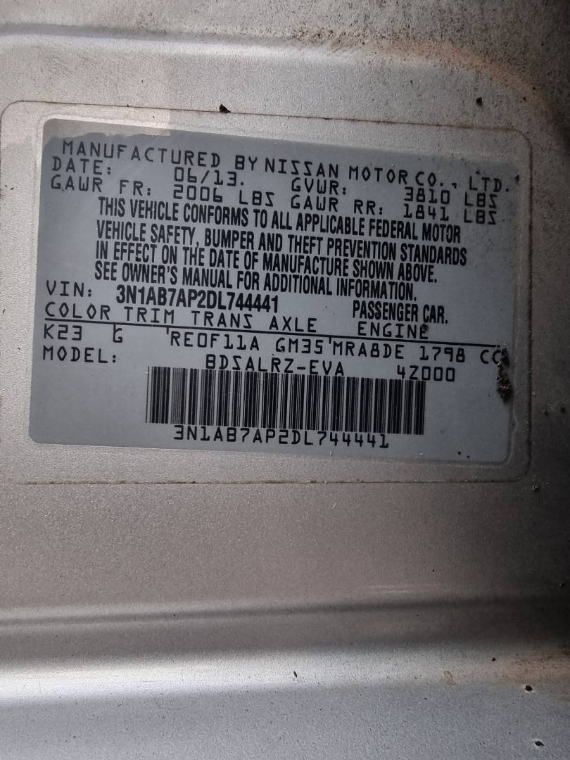 2013 NISSAN SENTRA — 198871 Miles — Lot 125487 — Ind. 12 - Marhaba Auctions Used Cars - Image 9