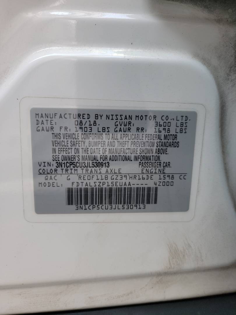 2018 NISSAN KICKS — 166438 Miles — Lot L530913 — Main - Marhaba Auctions Used Cars - Image 9