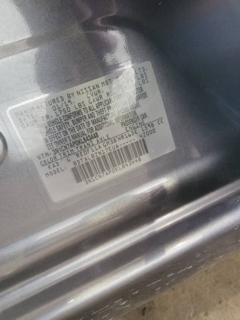 2019 NISSAN VERSA — 107605 Miles — Lot P0KL843448 — Main - Marhaba Auctions Used Cars - Image 6