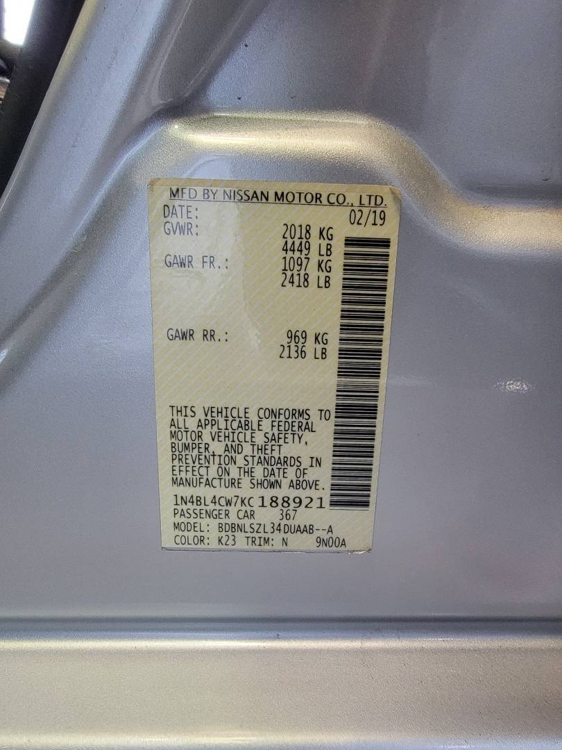 2019 NISSAN ALTIMA — 115722 Miles — Lot KC188921 — Main - Marhaba Auctions Used Cars - Image 9