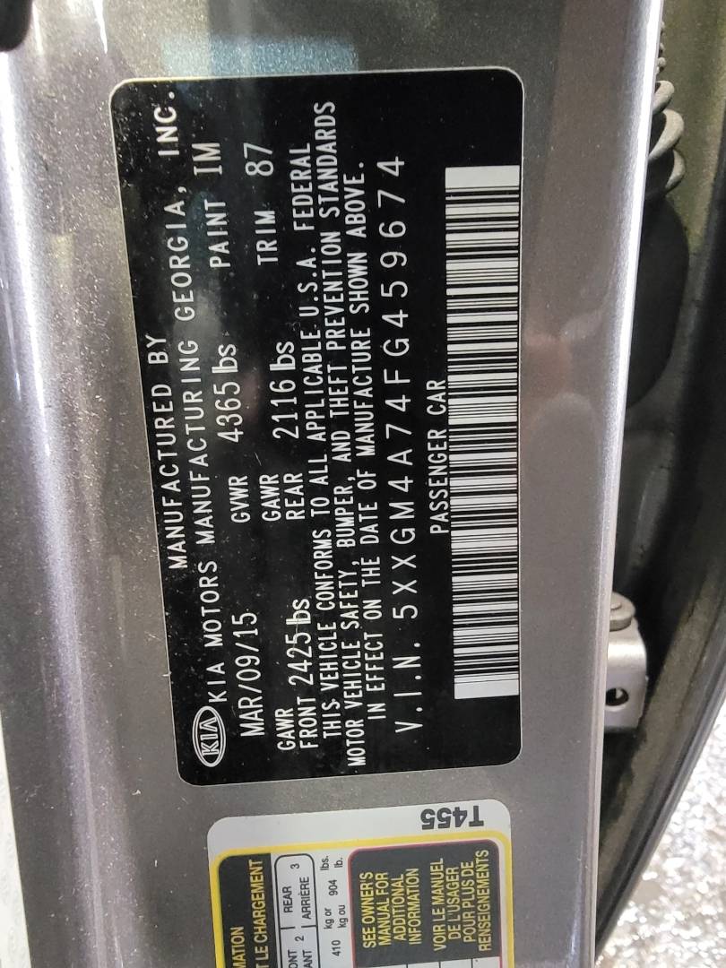 2015 KIA OPTIMA — 220691 Miles — Lot FG459674 — Main - Marhaba Auctions Used Cars - Image 9