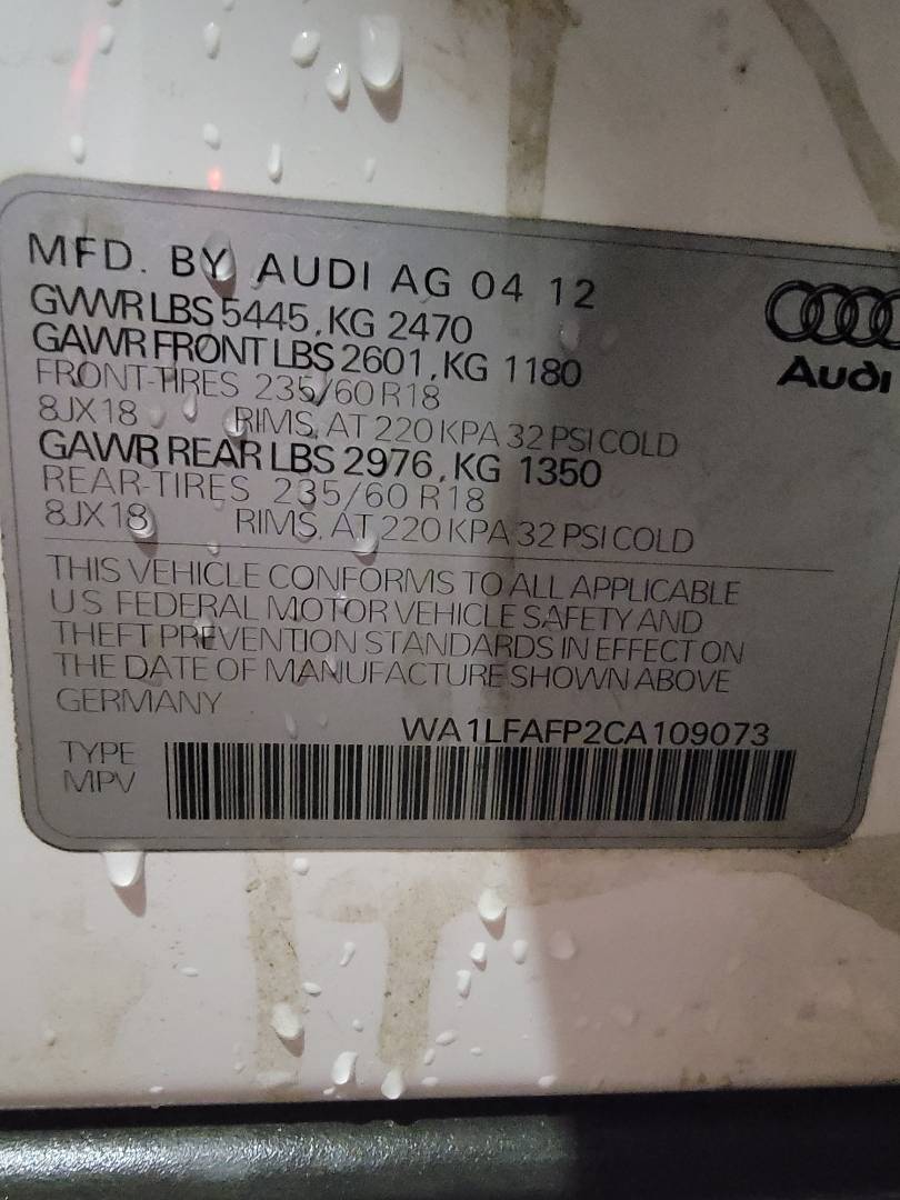 2012 AUDI Q5 — 135736 Miles — Lot 109073 - Marhaba Auctions Used Cars - Image 3