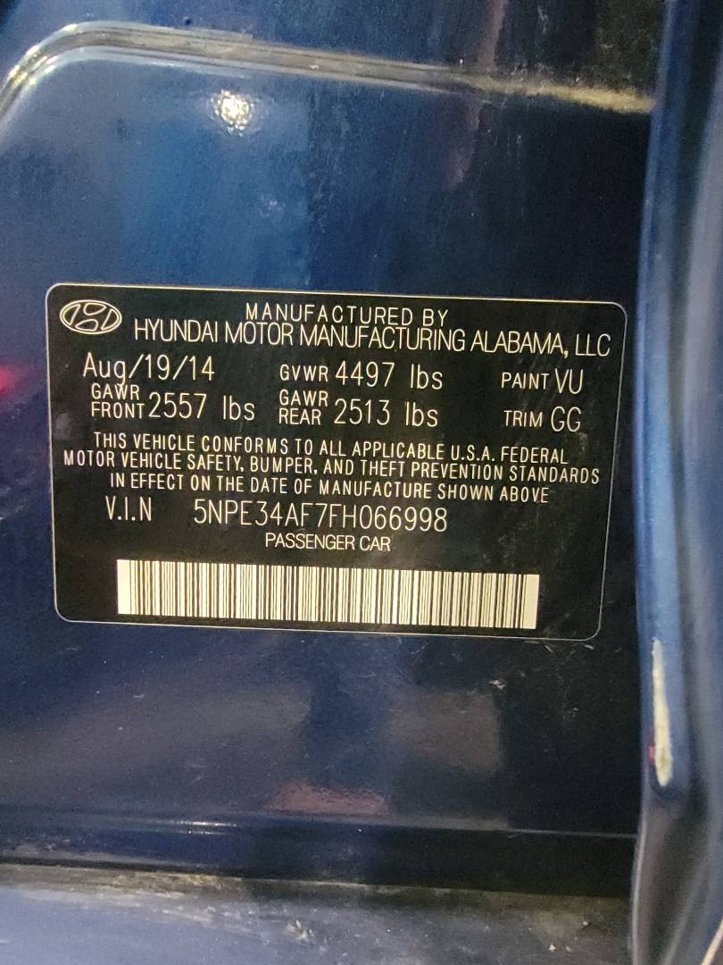 2015 HYUNDAI SONATA — 120692 Miles — Lot H066998 — Main - Marhaba Auctions Used Cars - Image 10