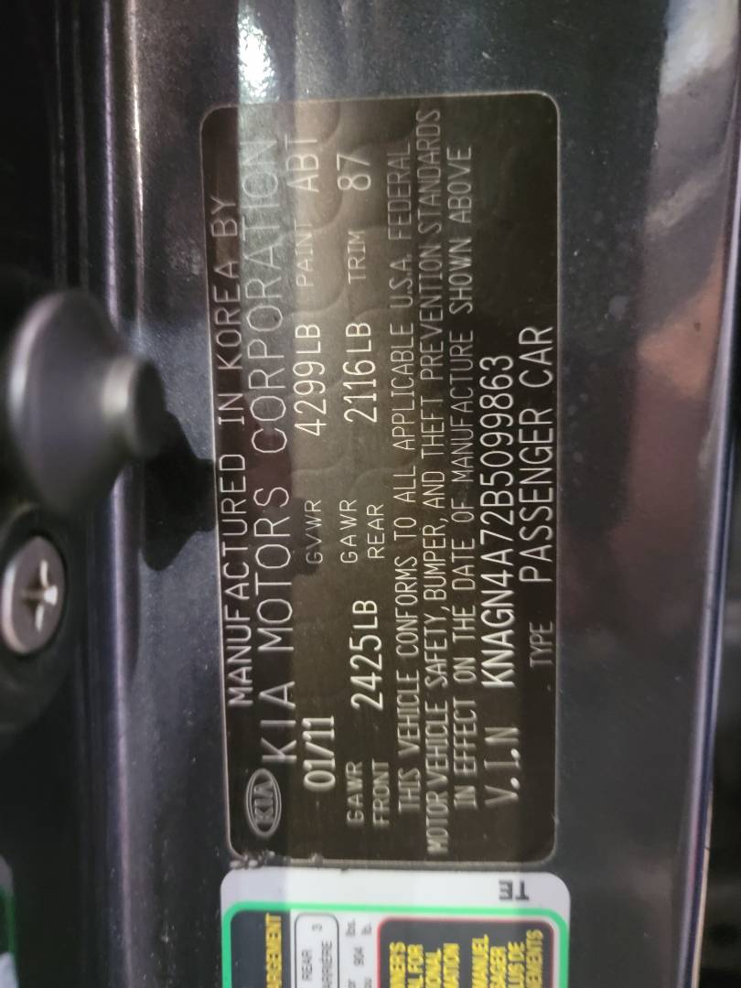 2011 KIA OPTIMA — 209689 Miles — Lot 38848648 - Marhaba Auctions Used Cars - Image 8