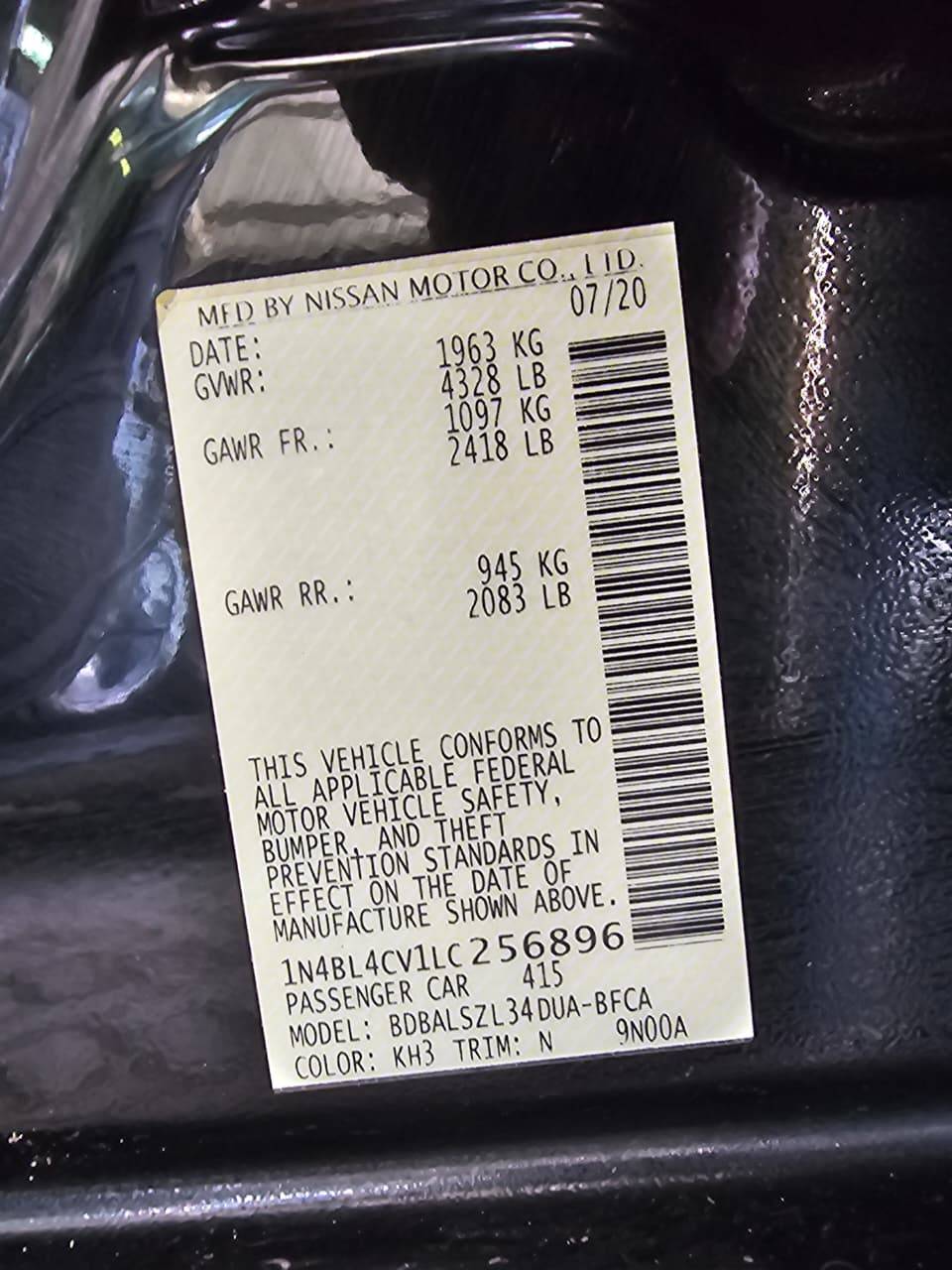 2020 NISSAN ALTIMA — 110298 Miles — Lot C256896 — Main - Marhaba Auctions Used Cars - Image 9