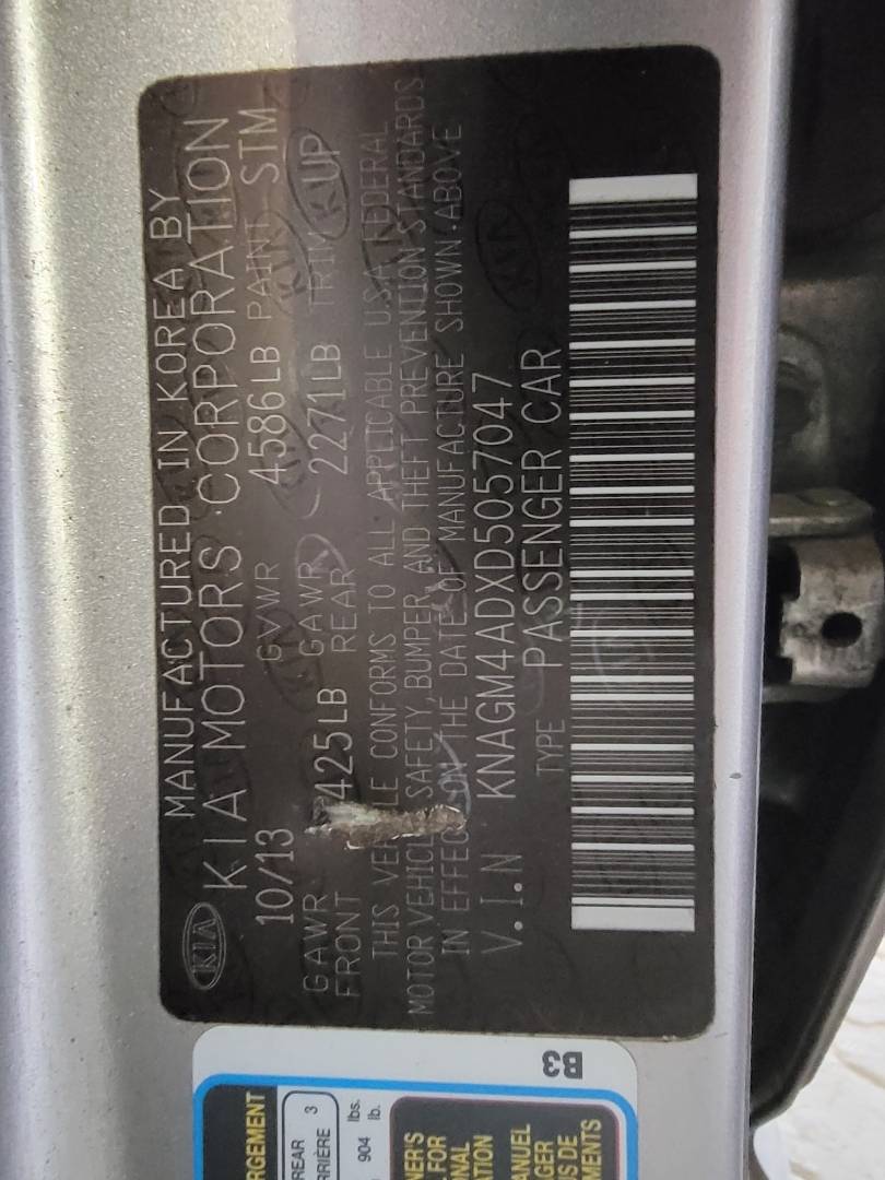 2013 KIA OPTIMA — 226422 Miles — Lot XD5057047 — Main - Marhaba Auctions Used Cars - Image 9