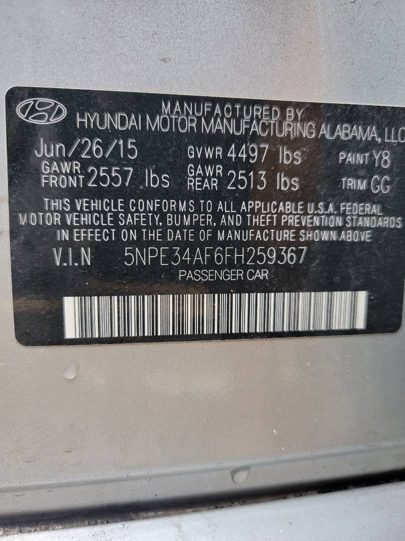 2015 HYUNDAI SONATA — 158018 Miles — Lot H259367 — Ind. 12 - Marhaba Auctions Used Cars - Image 10