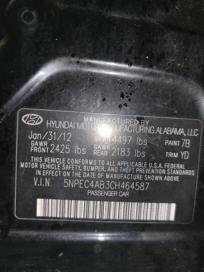 2012 HYUNDAI SONATA — 150058 Miles — Lot 75117753 - Marhaba Auctions Used Cars - Image 3