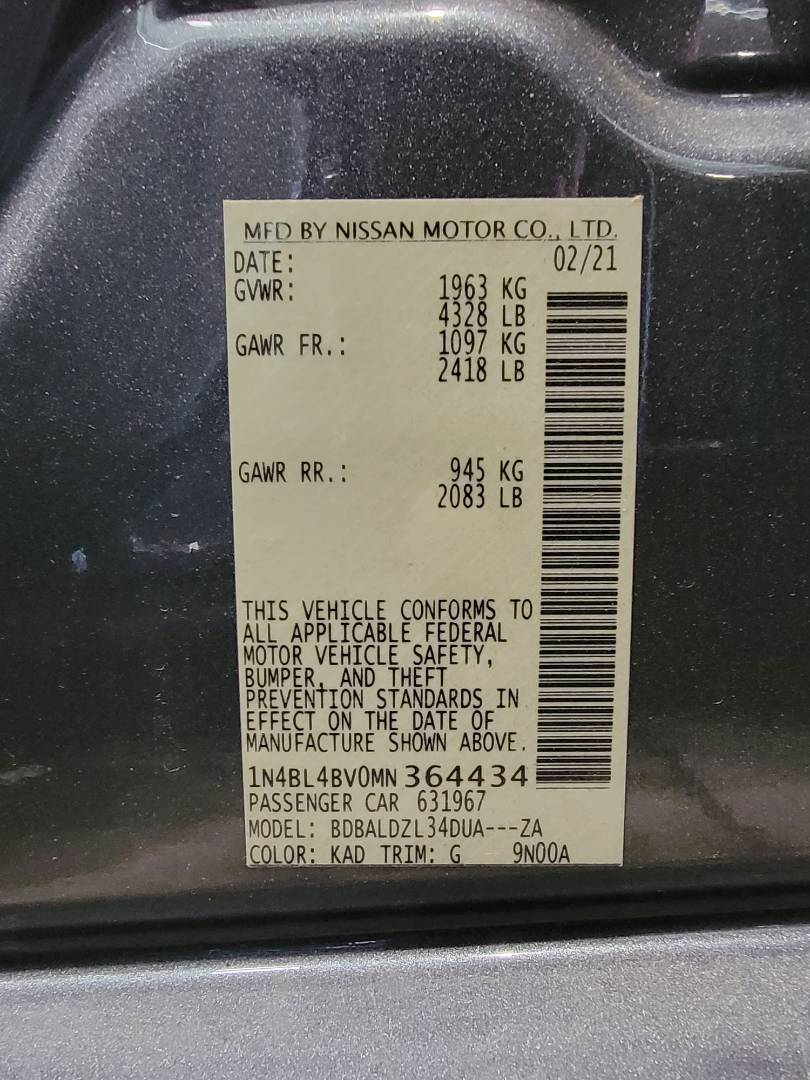 2021 NISSAN ALTIMA — 122772 Miles — Lot 42427594 — Souq - Marhaba Auctions Used Cars - Image 9