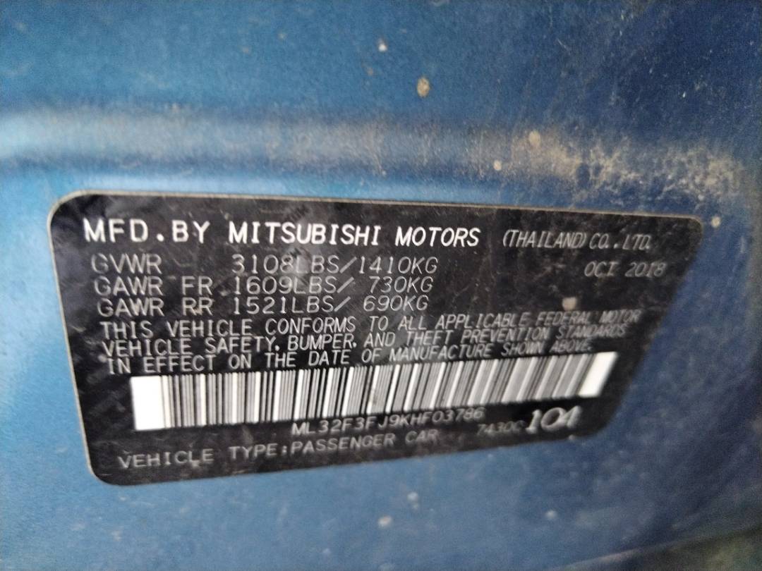 2019 MITSUBISHI MIRAGE — 311285 Miles — Lot 37500303 - Marhaba Auctions Used Cars - Image 9