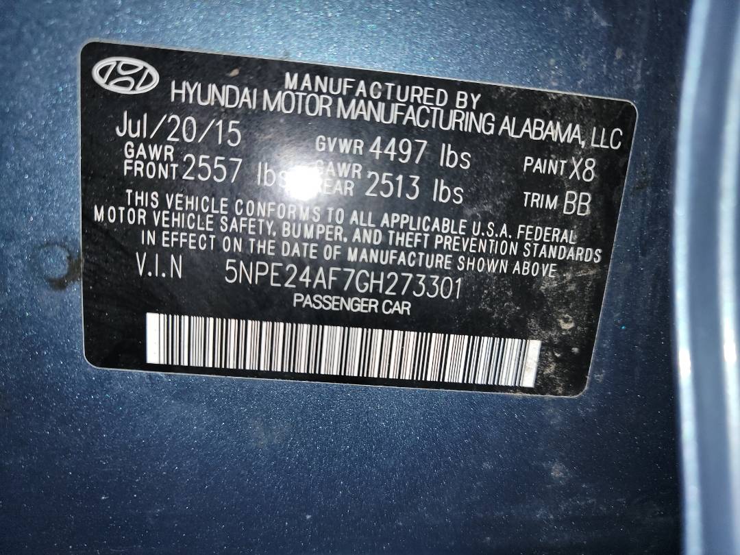2016 HYUNDAI SONATA — 97298 Miles — Lot 38263791 - Marhaba Auctions Used Cars - Image 10