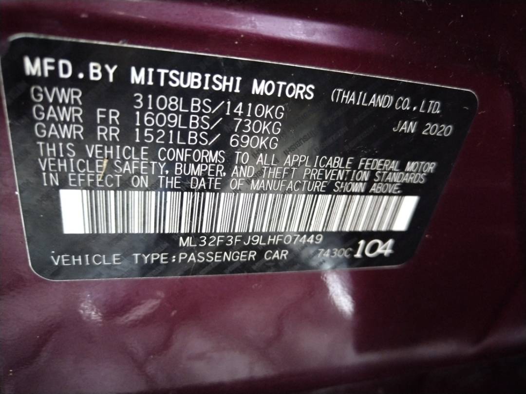 2020 MITSUBISHI MIRAGE — 59644 Miles — Lot 36964154 - Marhaba Auctions Used Cars - Image 3