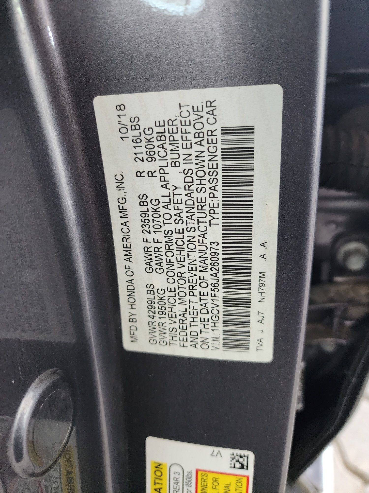 2018 HONDA ACCORD — 50493 Miles — Lot 54211212 - Marhaba Auctions Used Cars - Image 9