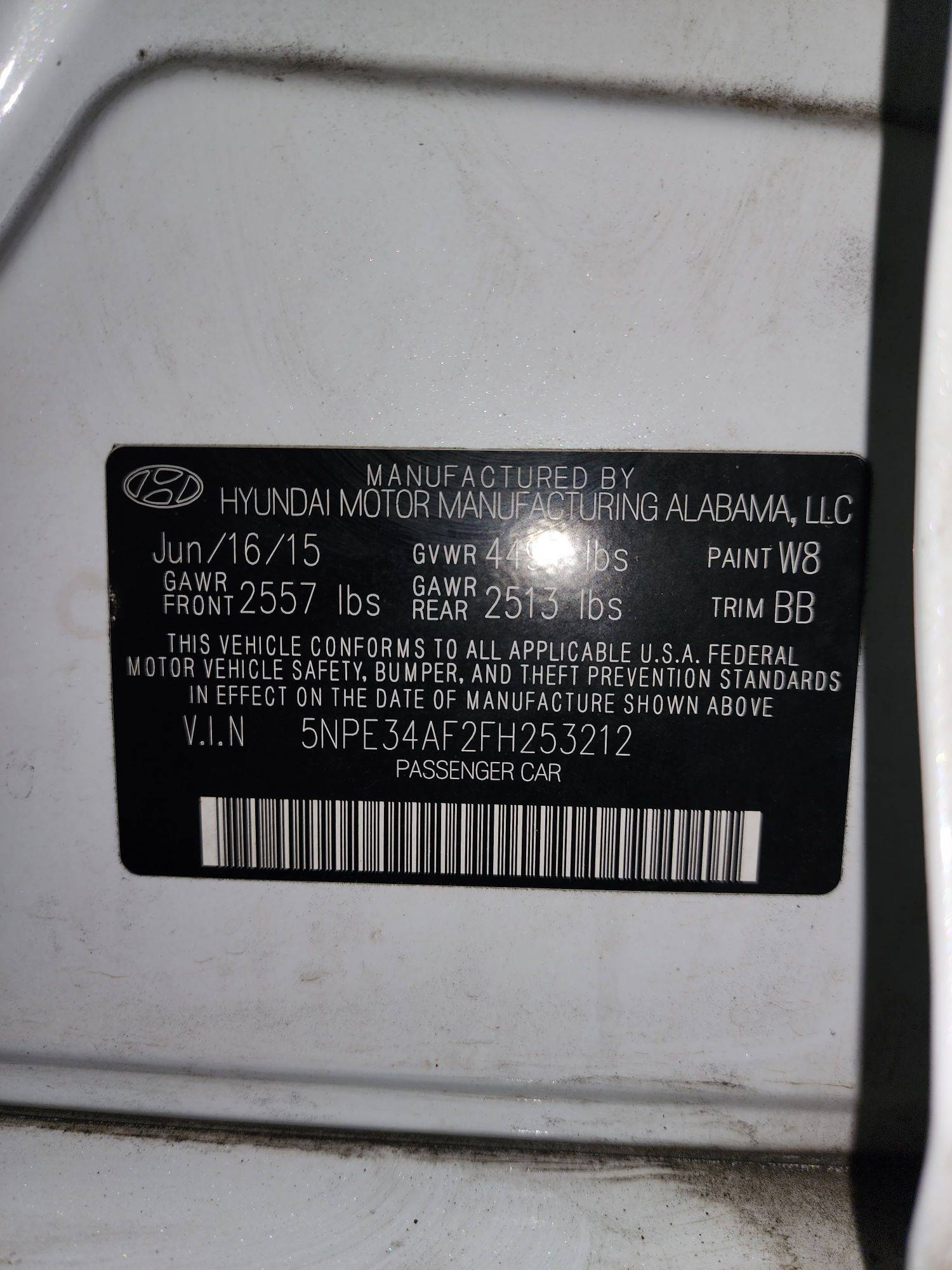 2015 HYUNDAI SONATA — 134676 Miles — Lot 4853 — Souq - Marhaba Auctions Used Cars - Image 9