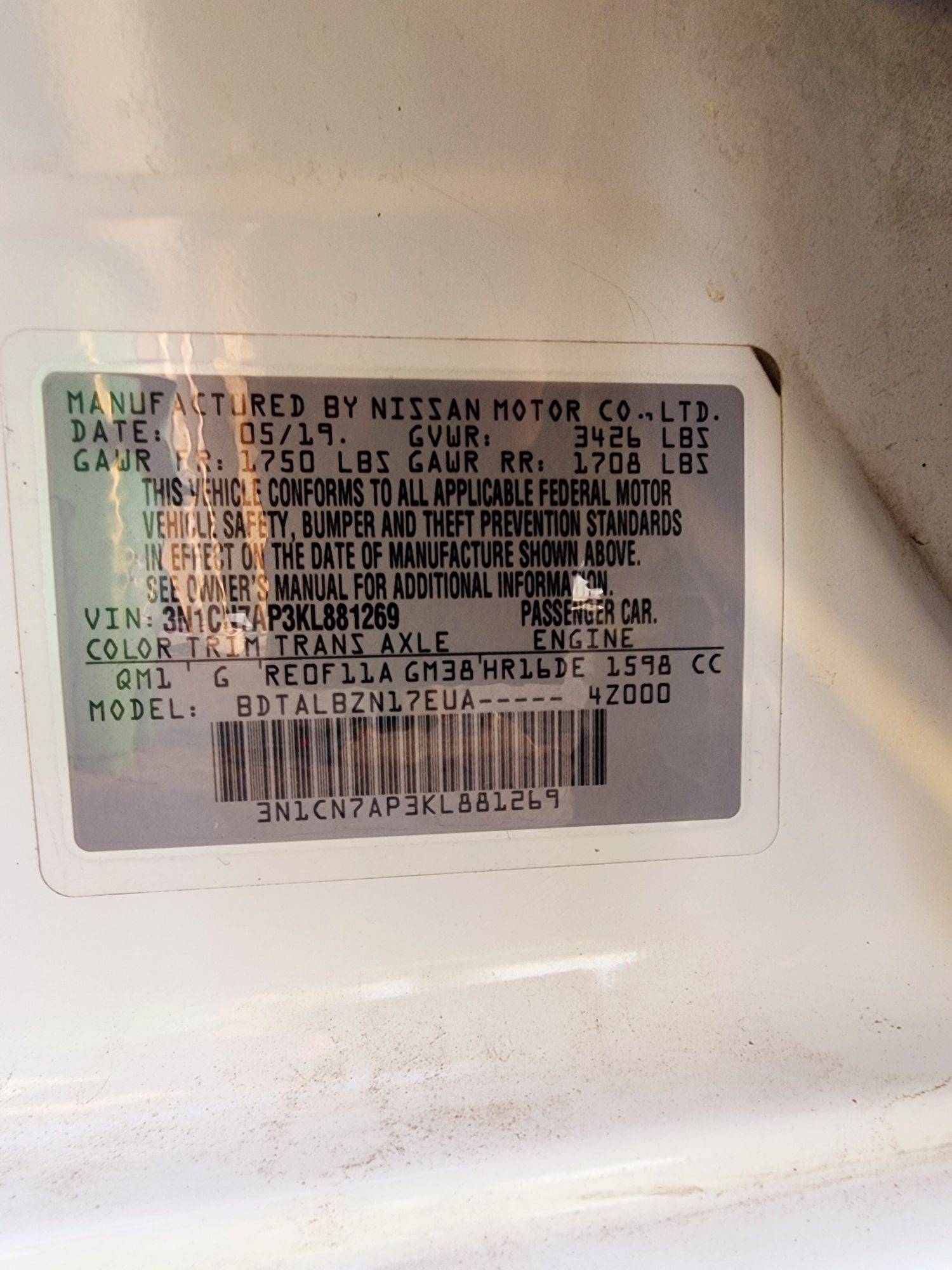 2019 NISSAN VERSA — 229342 Miles — Lot P3KL881269 — Souq - Marhaba Auctions Used Cars - Image 9