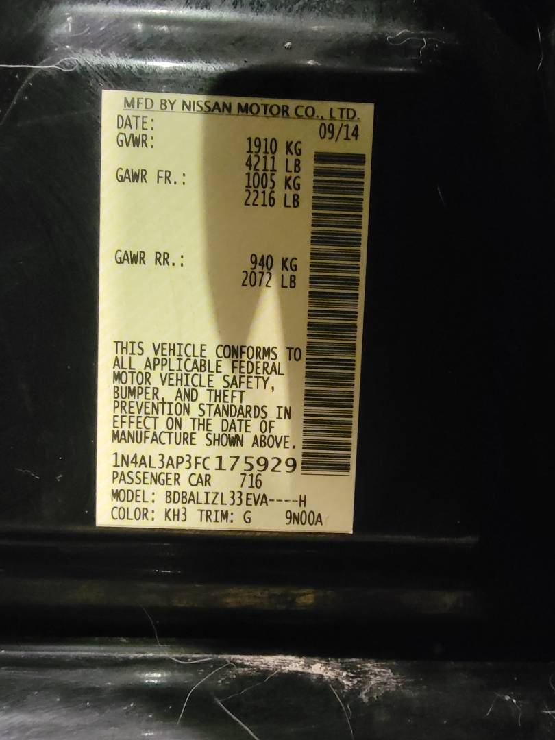 2015 NISSAN ALTIMA — 141634 Miles — Lot 175929 — Main - Marhaba Auctions Used Cars - Image 10