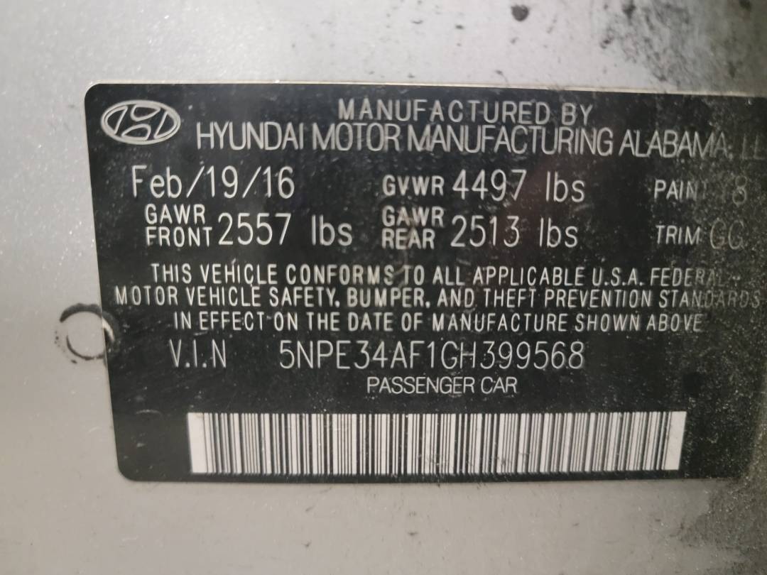 2016 HYUNDAI SONATA — 95110 Miles — Lot 47291084 — Main - Marhaba Auctions Used Cars - Image 10