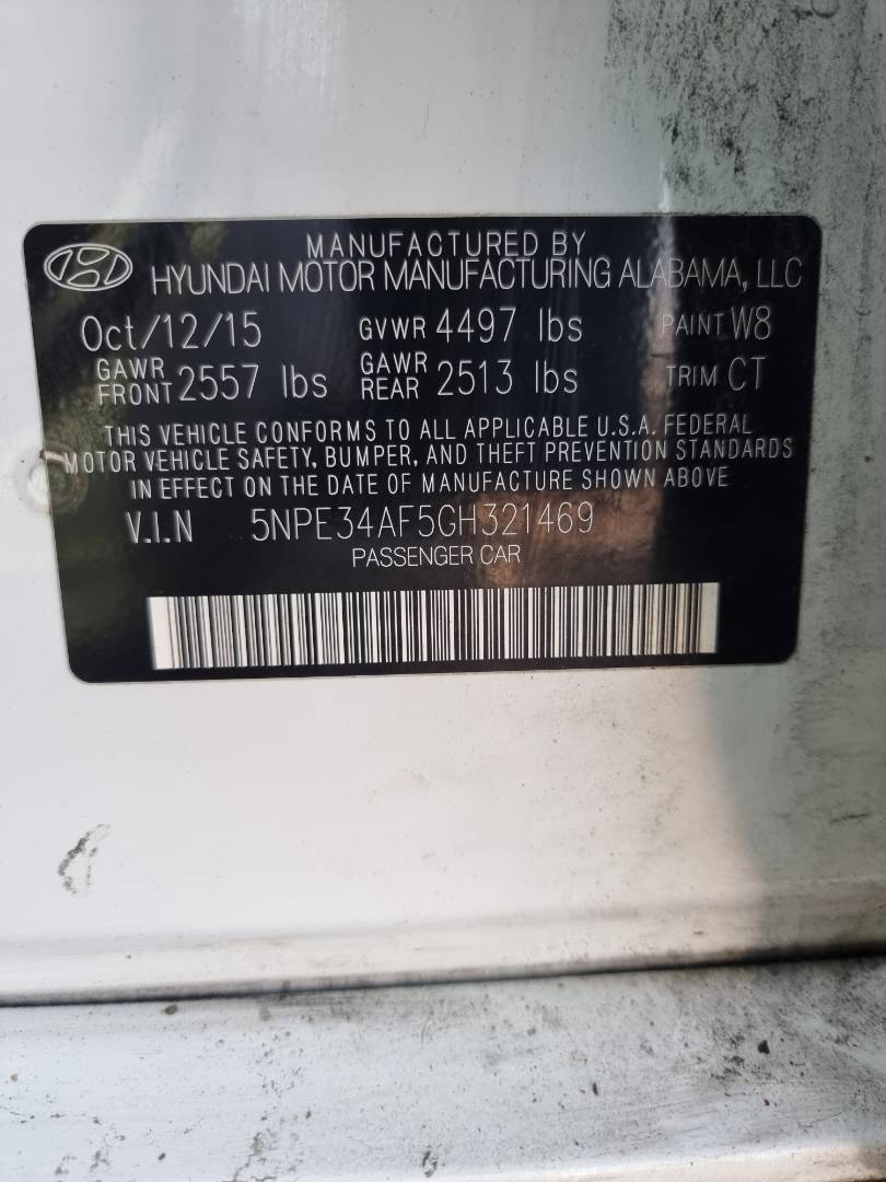 HYUNDAI SONATA SPORT 2016 - Marhaba Auction Used Cars - Image 8