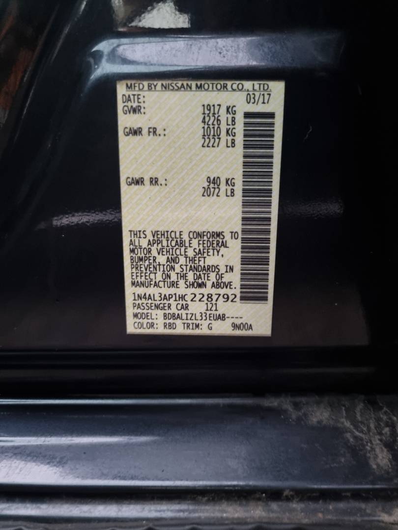 2017 NISSAN ALTIMA — 210431 Miles — Lot 124578 — Ind. 12 - Marhaba Auctions Used Cars - Image 9