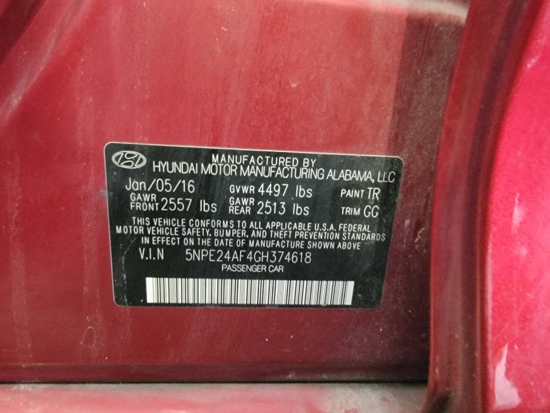 2016 HYUNDAI SONATA — 159476 Miles — Lot 807920 — Main - Marhaba Auctions Used Cars - Image 8