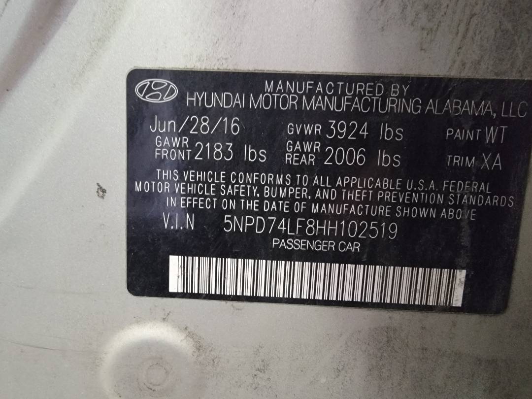 2017 HYUNDAI ELANTRA — 156623 Miles — Lot F8HH102519 — Main - Marhaba Auctions Used Cars - Image 9