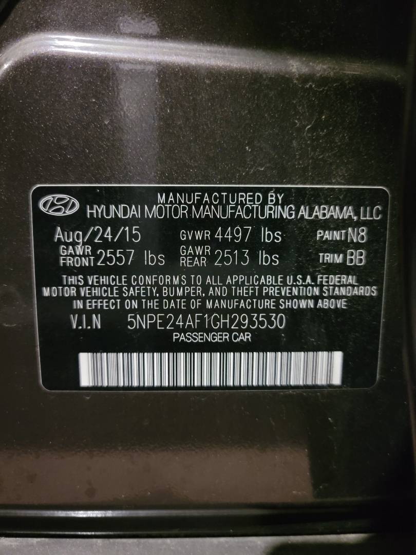 2016 HYUNDAI SONATA — 32 510 Miles — Lot H293530 — Main - Marhaba Auctions Used Cars - Image 9