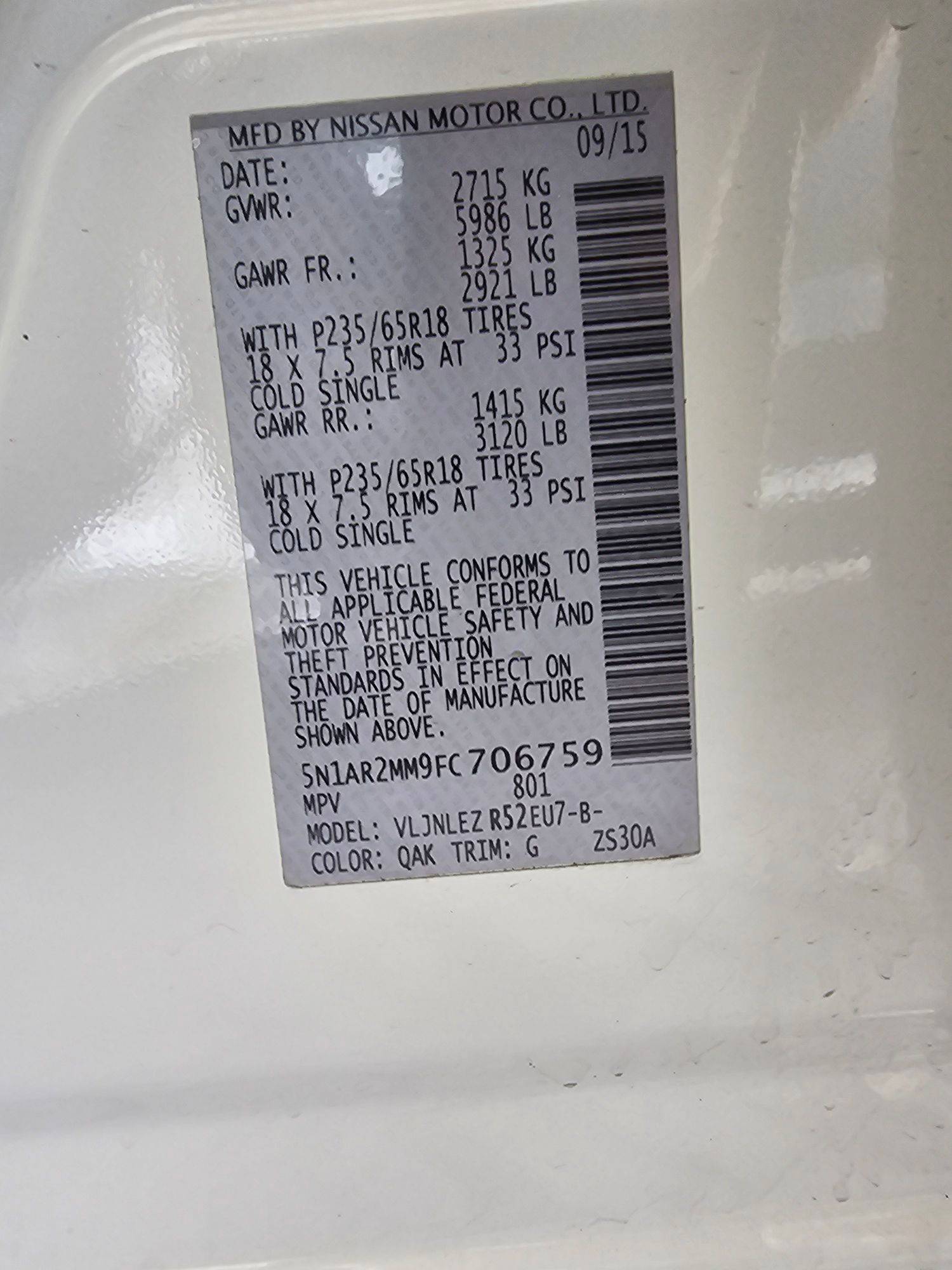2015 NISSAN PATHFINDER — 156711 Miles — Lot M9FC706759 — Souq - Marhaba Auctions Used Cars - Image 9