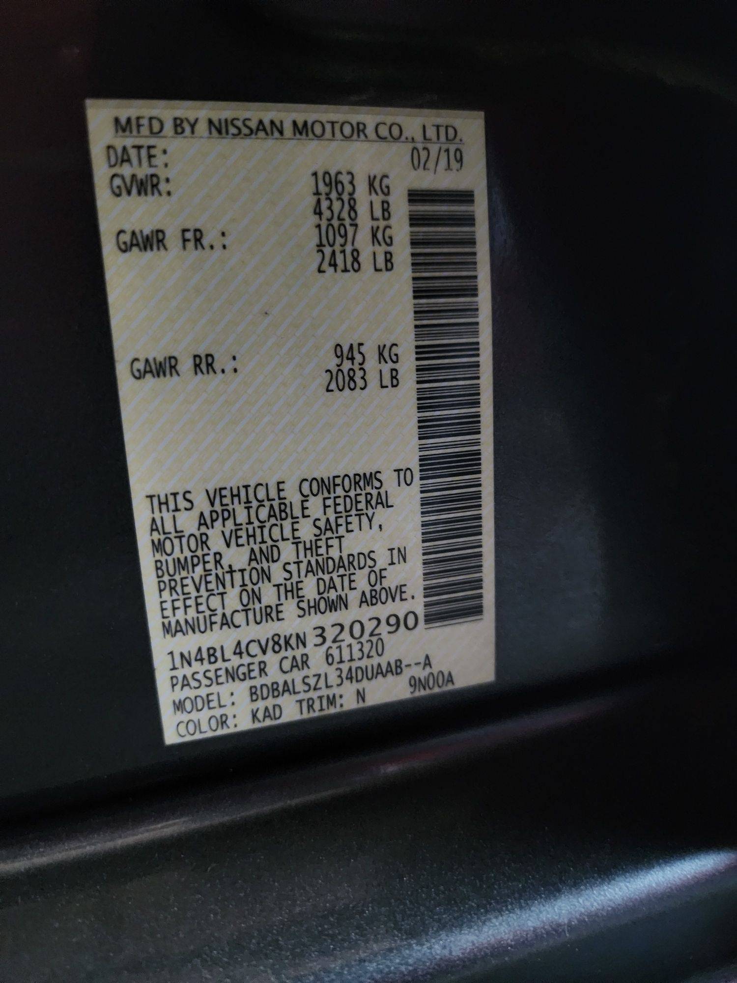 2019 NISSAN ALTIMA — 118335 Miles — Lot 38675200 — Souq - Marhaba Auctions Used Cars - Image 12