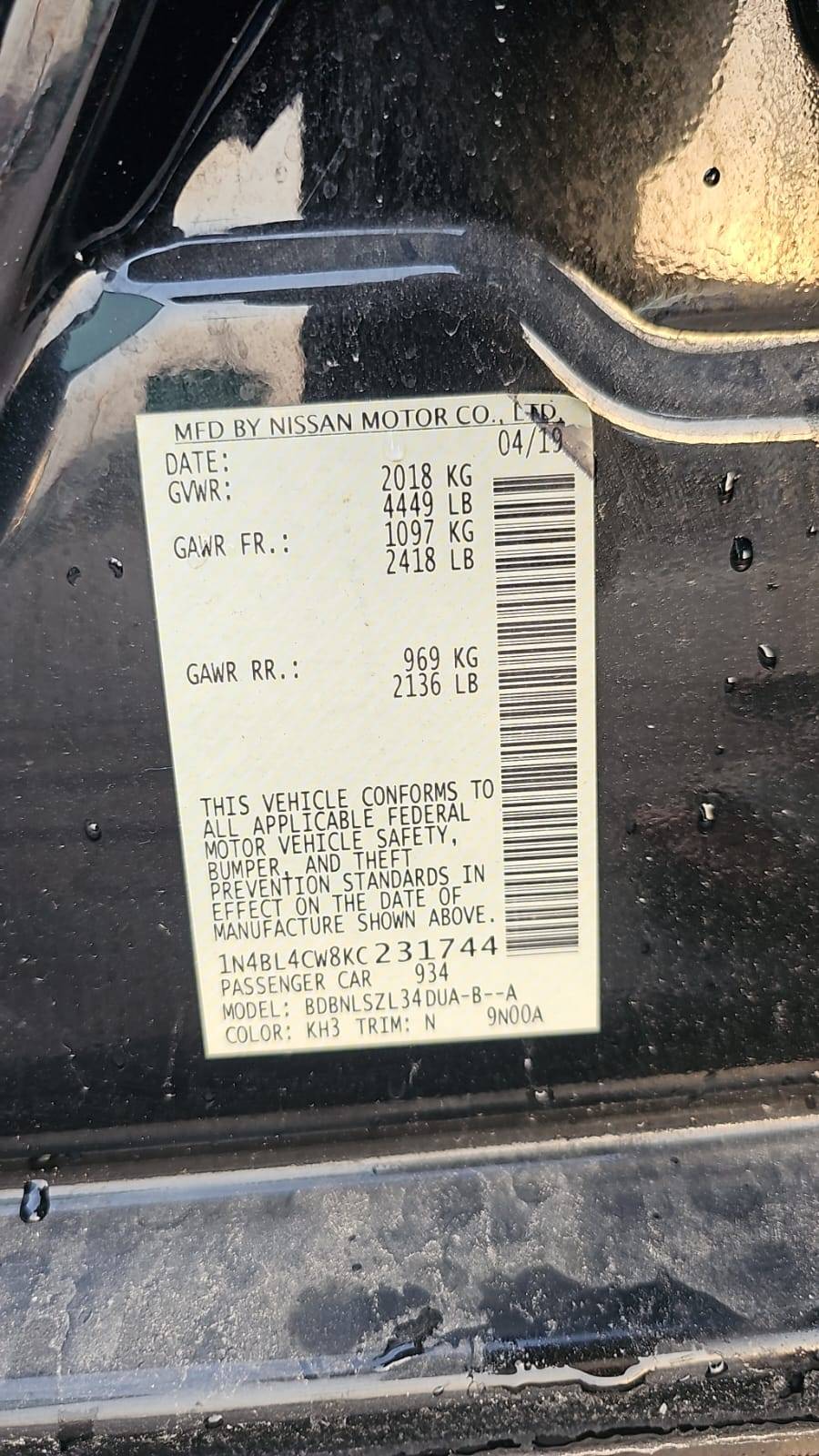 2019 NISSAN ALTIMA — 146414 KM — Lot 8KC231744 — Souq - Marhaba Auctions Used Cars - Image 11