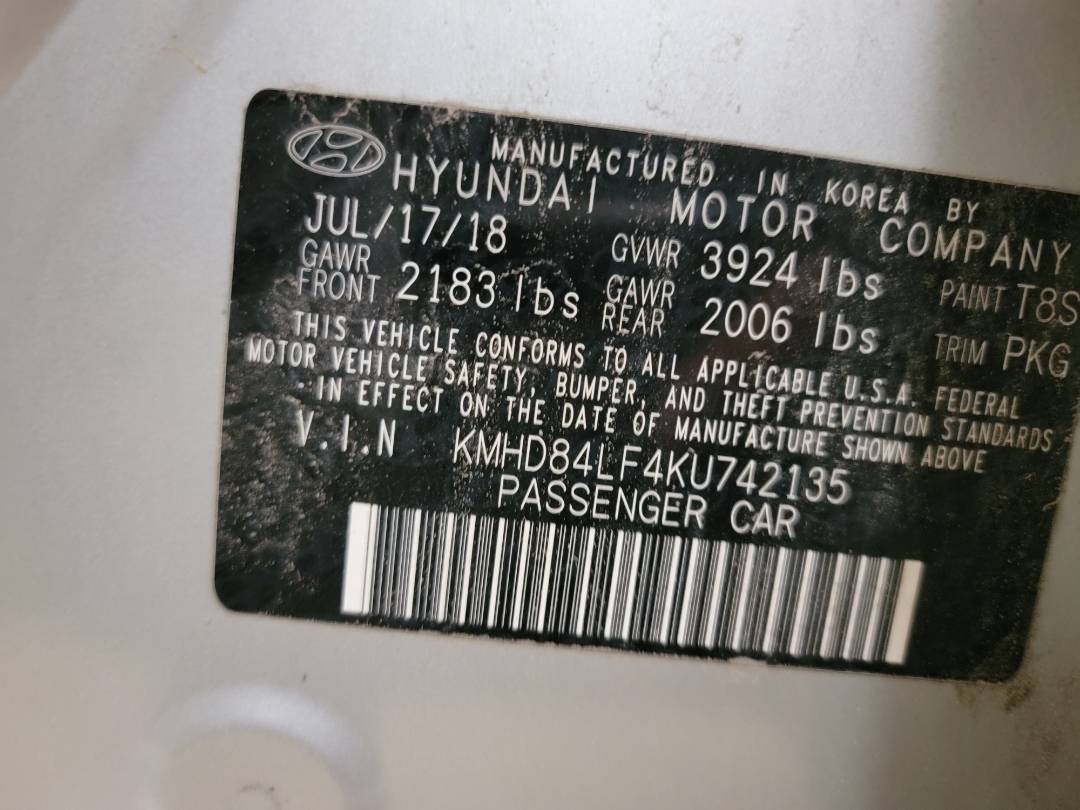 2019 HYUNDAI ELANTRA — 107036 Miles — Lot 742135 — Main - Marhaba Auctions Used Cars - Image 9