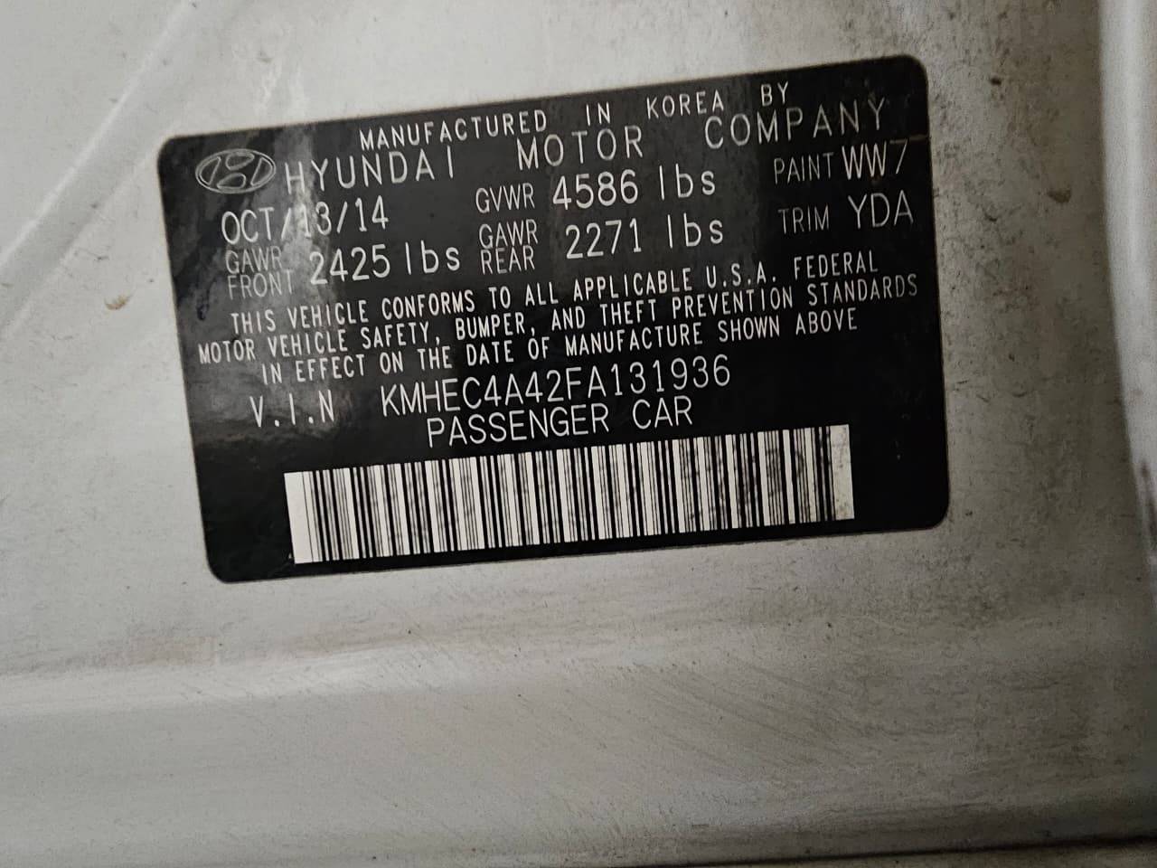 2015 HYUNDAI SONATA — 141022 Miles — Lot 91564025 — Main - Marhaba Auctions Used Cars - Image 9