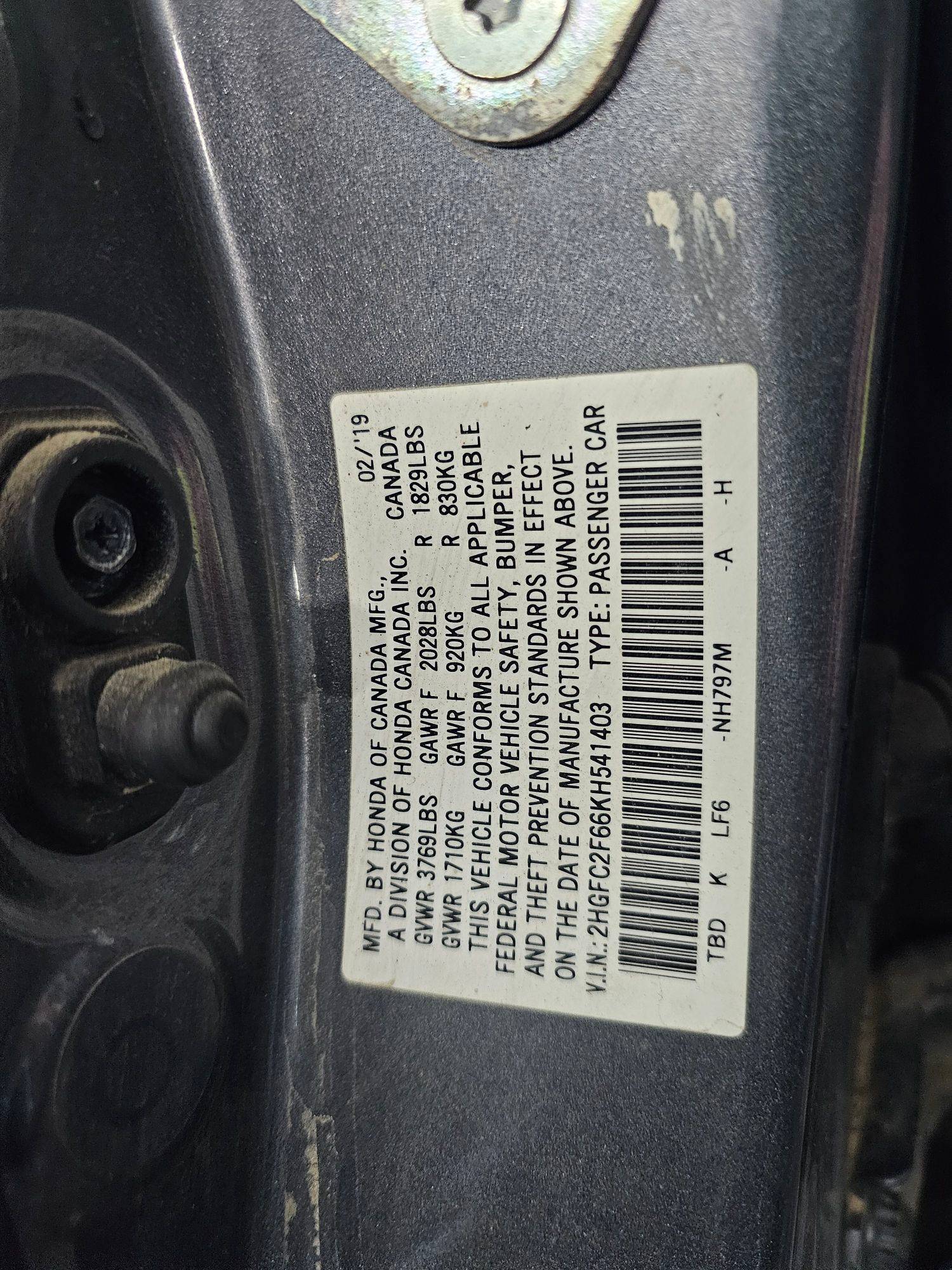 2019 HONDA CIVIC — 118906 Miles — Lot 6KH541403 — Souq - Marhaba Auctions Used Cars - Image 15