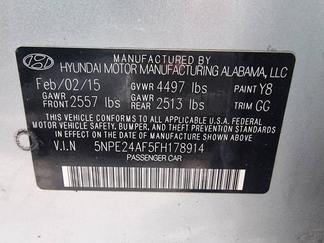 2015 HYUNDAI SONATA — 135664 Miles — Lot 178914 — Ind. 12 - Marhaba Auctions Used Cars - Image 7