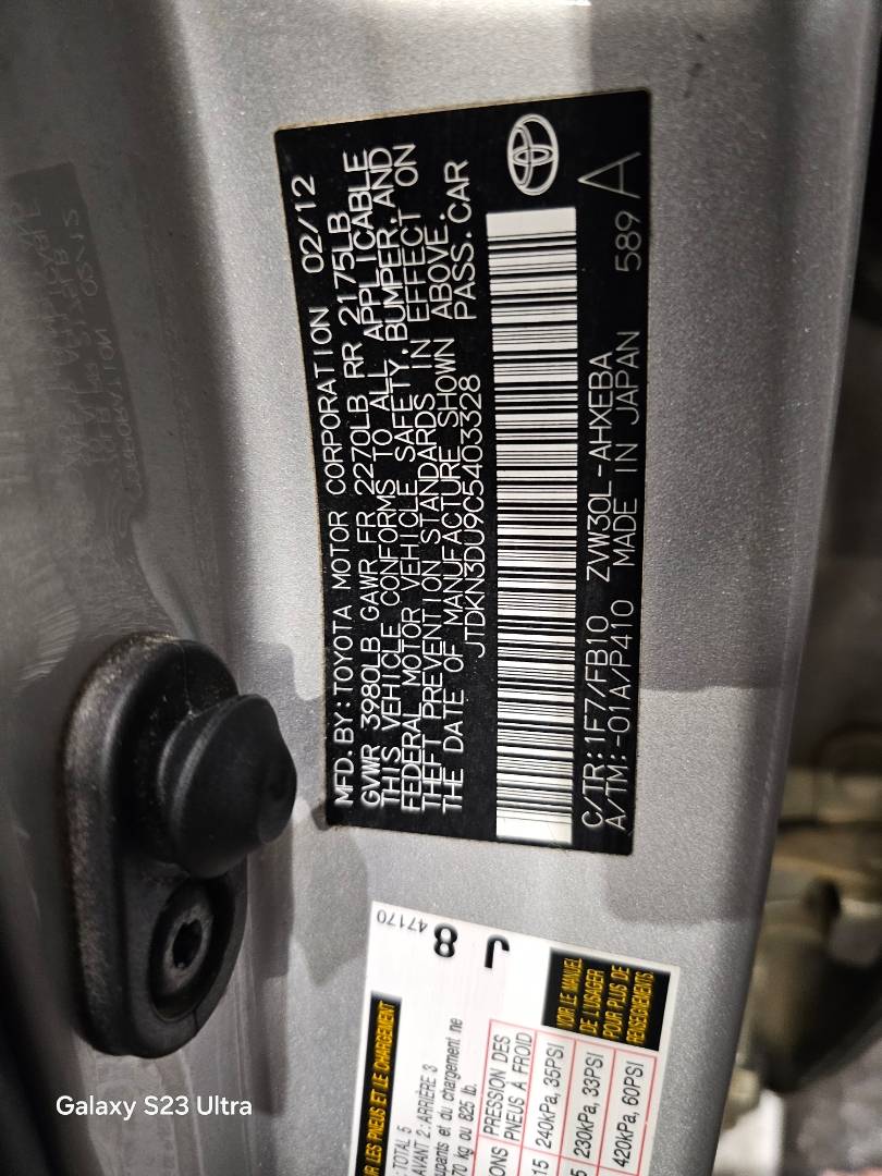 2012 TOYOTA PRIUS — 257244 Miles — Lot 403328 — Main - Marhaba Auctions Used Cars - Image 10