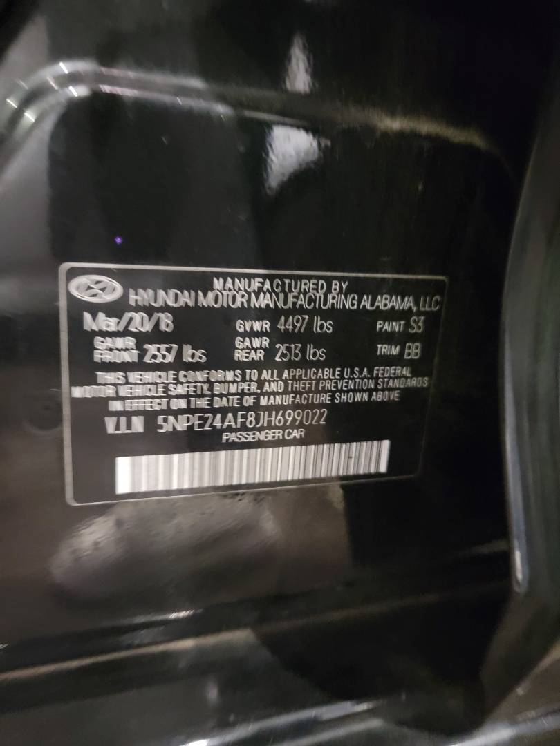2018 HYUNDAI SONATA — 136148 Miles — Lot JH699022 — Main - Marhaba Auctions Used Cars - Image 10