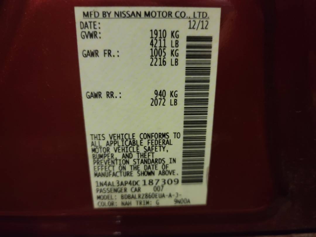 2013 NISSAN ALTIMA — 229659 Miles — Lot 71234273 - Marhaba Auctions Used Cars - Image 9