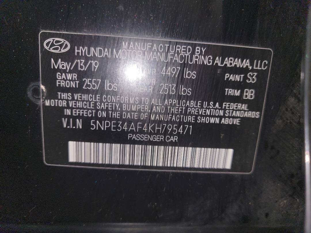 2019 HYUNDAI SONATA — 96093 Miles — Lot 37922630 - Marhaba Auctions Used Cars - Image 9