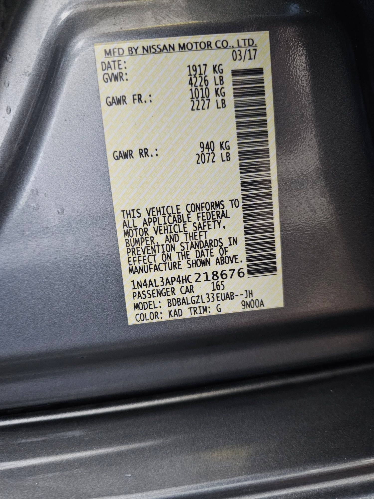 NISSAN ALTIMA 2017 - Marhaba Auction Used Cars - Image 9