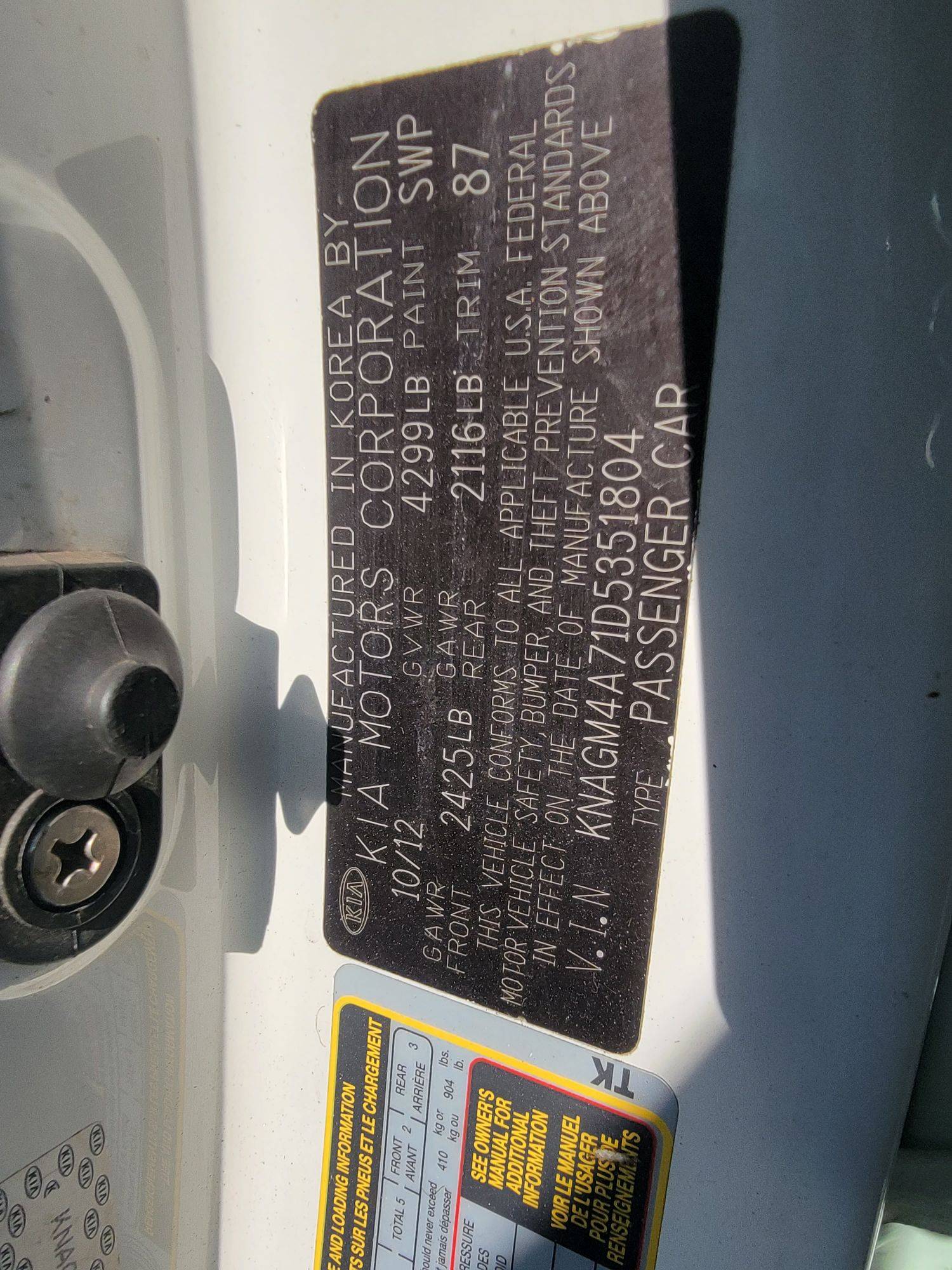 KIA OPTIMA 2013 - Marhaba Auction Used Cars - Image 9